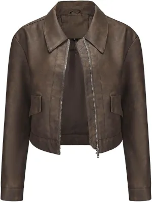Women's The Classic Faux Leather Moto Jacket Faux Leather Zip Up Moto Biker Jacket Vegan Jackets Motocycle Biker Coat
