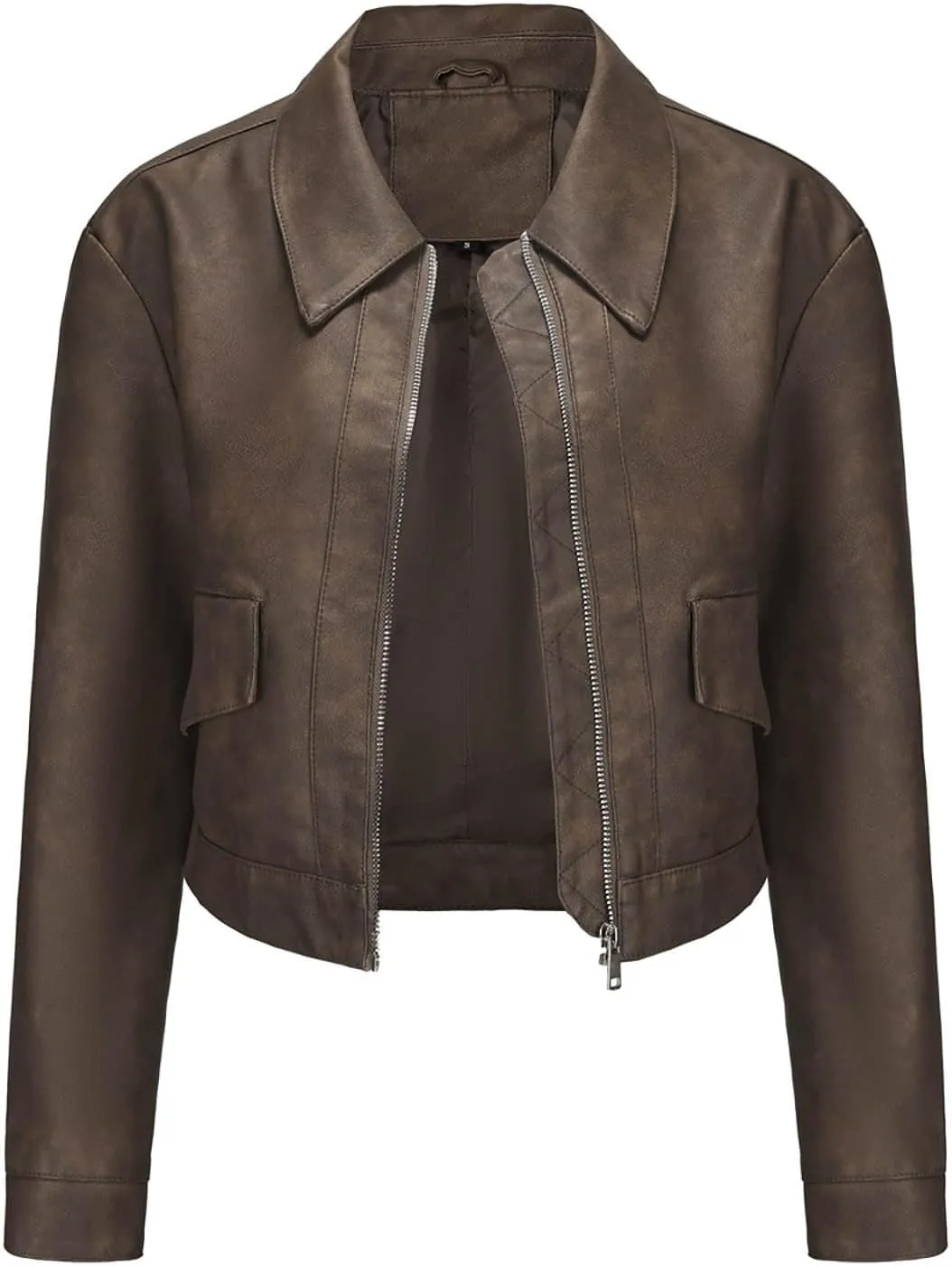 Women's The Classic Faux Leather Moto Jacket Faux Leather Zip Up Moto Biker Jacket Vegan Jackets Motocycle Biker Coat