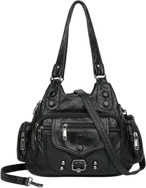 Womens Tote Bag Fashion Handbags Purse Satchel Shoulder Bags Leather Bag For Ladies Shoulder Tote Bag (Black, One Size)