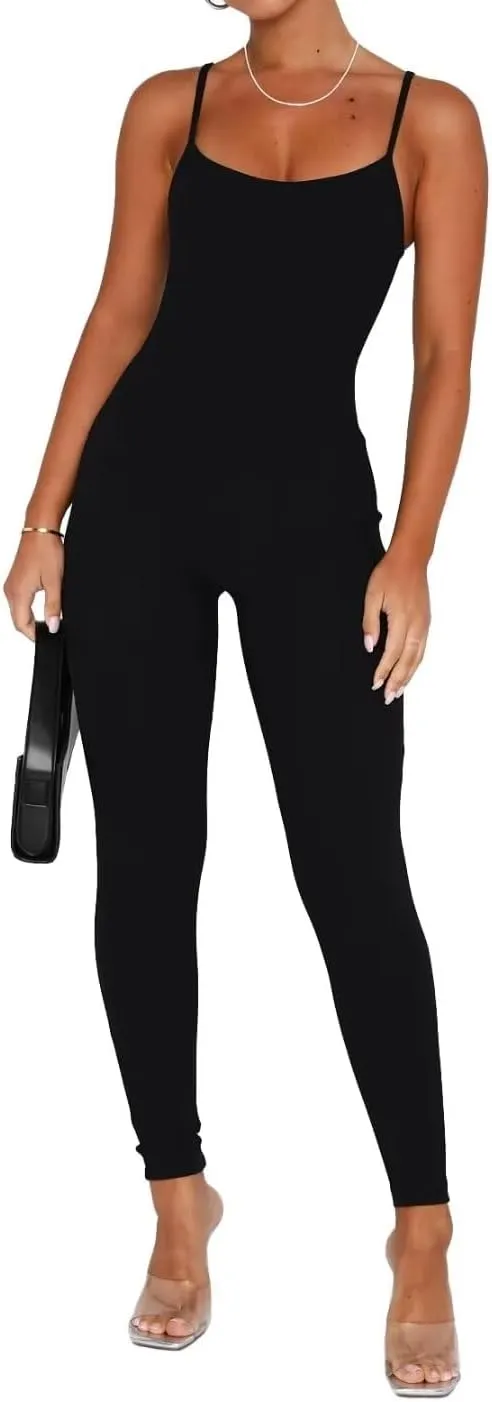 Xuan2Xuan3 Women Spaghetti Strap Bodycon Tank One Piece Jumpsuits Rompers Catsuit Unitard Bodysuit