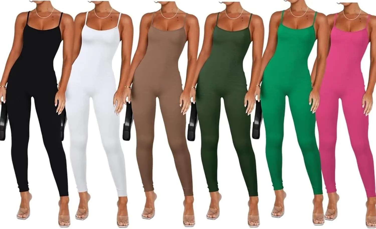 Xuan2Xuan3 Women Spaghetti Strap Bodycon Tank One Piece Jumpsuits Rompers Catsuit Unitard Bodysuit