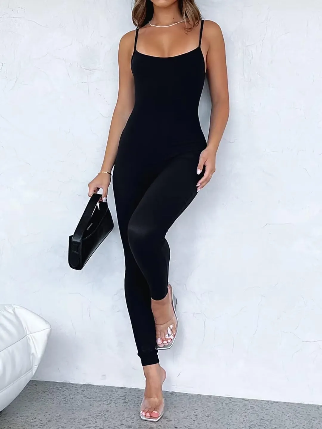 Xuan2Xuan3 Women Spaghetti Strap Bodycon Tank One Piece Jumpsuits Rompers Catsuit Unitard Bodysuit