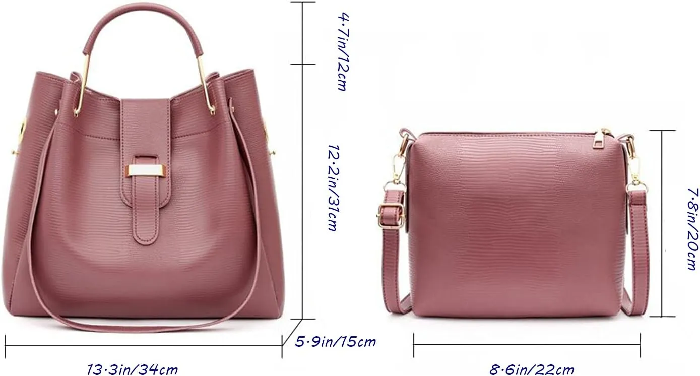 YAQUNICER Women Soft Synthetic PU Leather Ladies Satchel Crossbody Hobo 2pcs Simplicity Handbags Shoulder Clutches