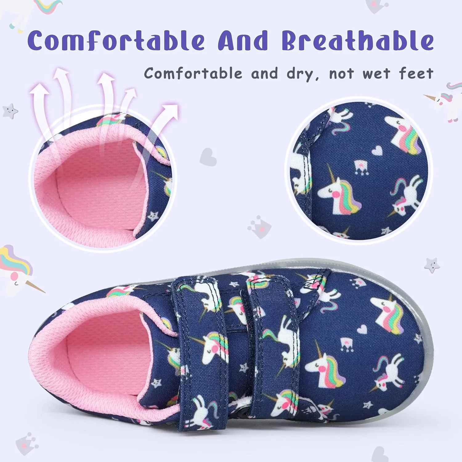 YESKIS Boys Girls Light Up Shoes Vivaki LED Canvas Cartoon Casual Sneakers for Toddler Little Kid Size 5-12