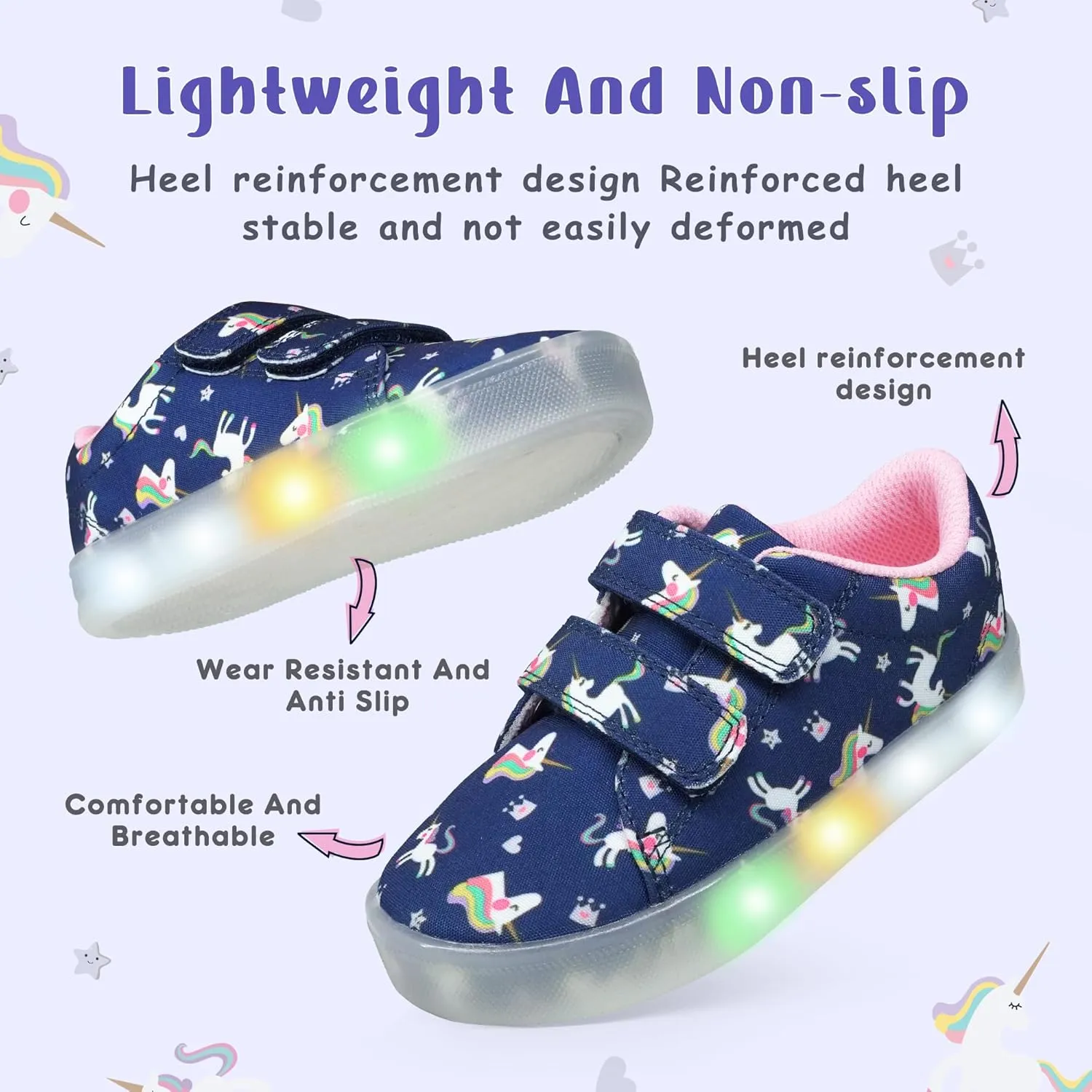 YESKIS Boys Girls Light Up Shoes Vivaki LED Canvas Cartoon Casual Sneakers for Toddler Little Kid Size 5-12