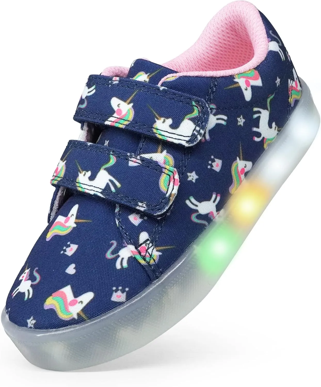 YESKIS Boys Girls Light Up Shoes Vivaki LED Canvas Cartoon Casual Sneakers for Toddler Little Kid Size 5-12