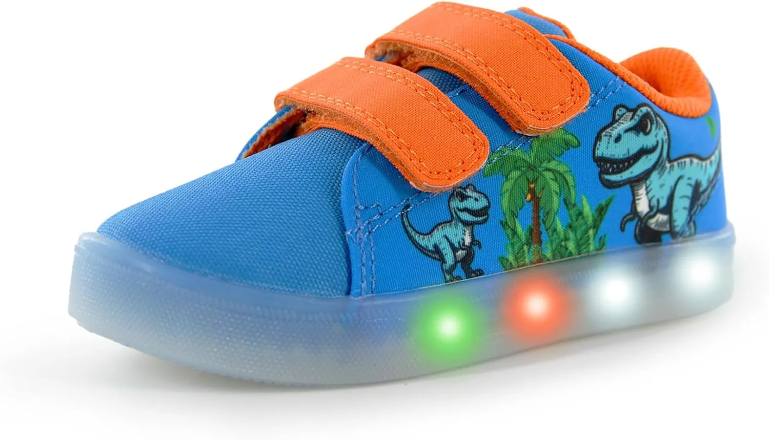 YESKIS Boys Girls Light Up Sneakers Breathable Vivaki LED Cute Cartoon Dual Hook and Loops Canvas Walking Tennis Shoes for Toddler Little Kids