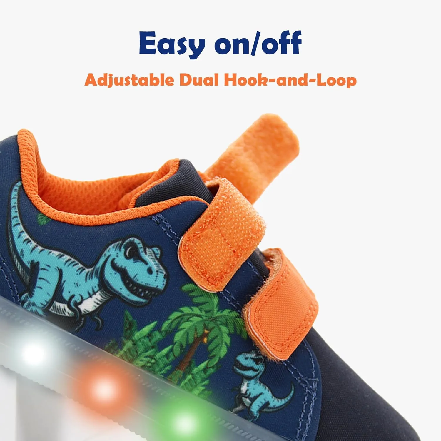 YESKIS Boys Girls Light Up Sneakers Breathable Vivaki LED Cute Cartoon Dual Hook and Loops Canvas Walking Tennis Shoes for Toddler Little Kids