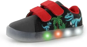 YESKIS Boys Girls Light Up Sneakers Breathable Vivaki LED Cute Cartoon Dual Hook and Loops Canvas Walking Tennis Shoes for Toddler Little Kids