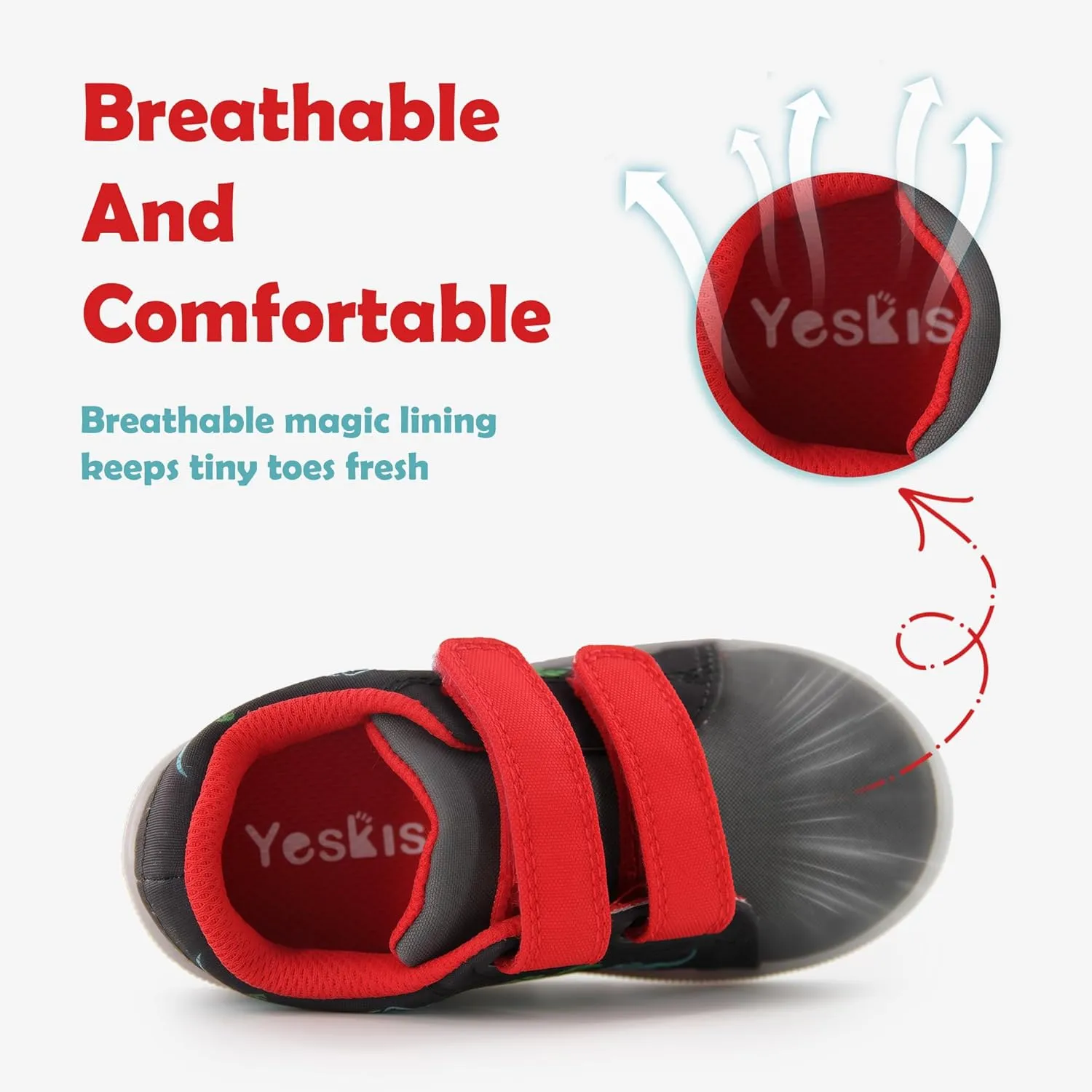 YESKIS Boys Girls Light Up Sneakers Breathable Vivaki LED Cute Cartoon Dual Hook and Loops Canvas Walking Tennis Shoes for Toddler Little Kids