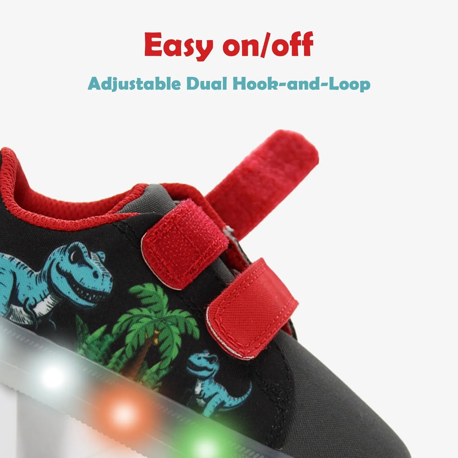 YESKIS Boys Girls Light Up Sneakers Breathable Vivaki LED Cute Cartoon Dual Hook and Loops Canvas Walking Tennis Shoes for Toddler Little Kids