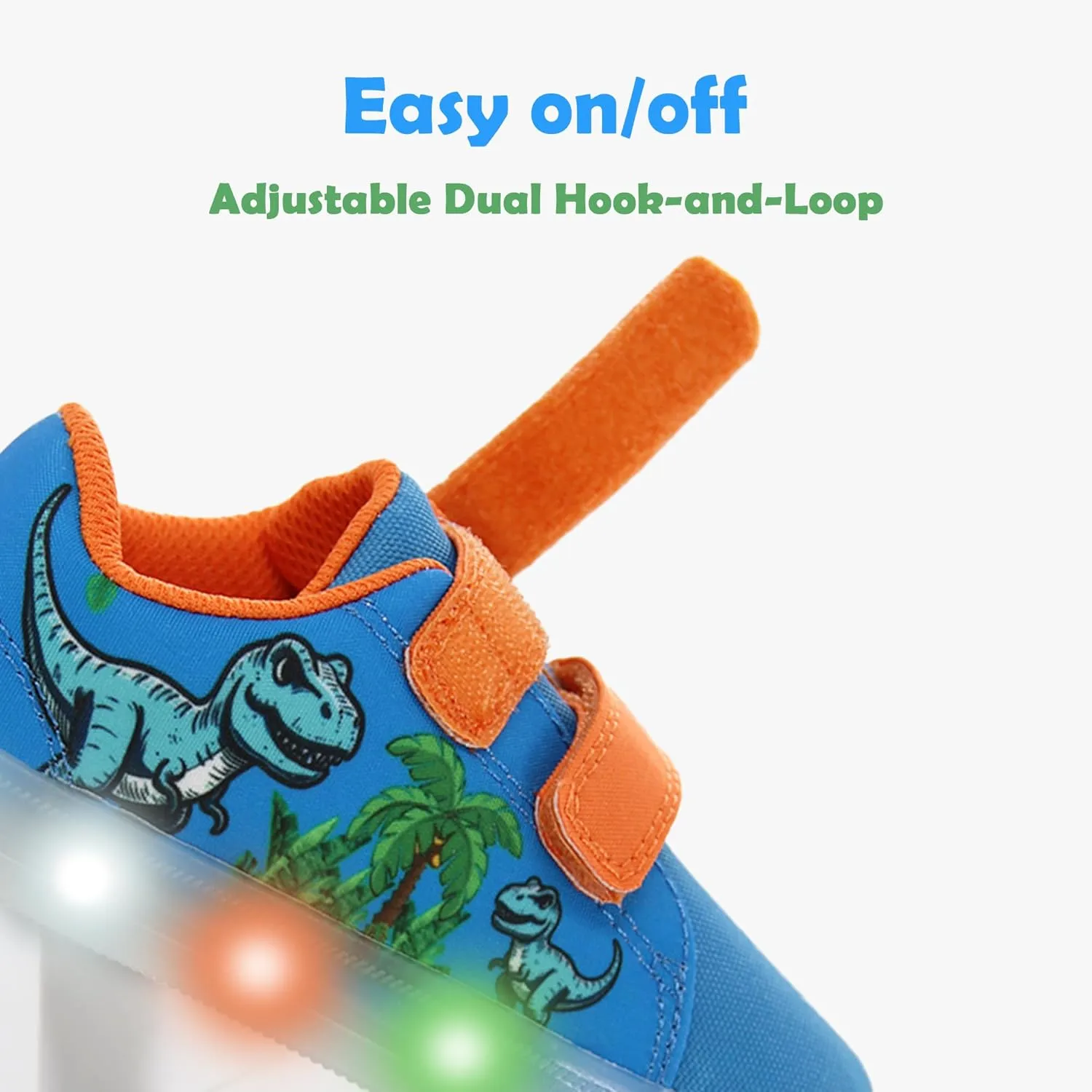 YESKIS Boys Girls Light Up Sneakers Breathable Vivaki LED Cute Cartoon Dual Hook and Loops Canvas Walking Tennis Shoes for Toddler Little Kids