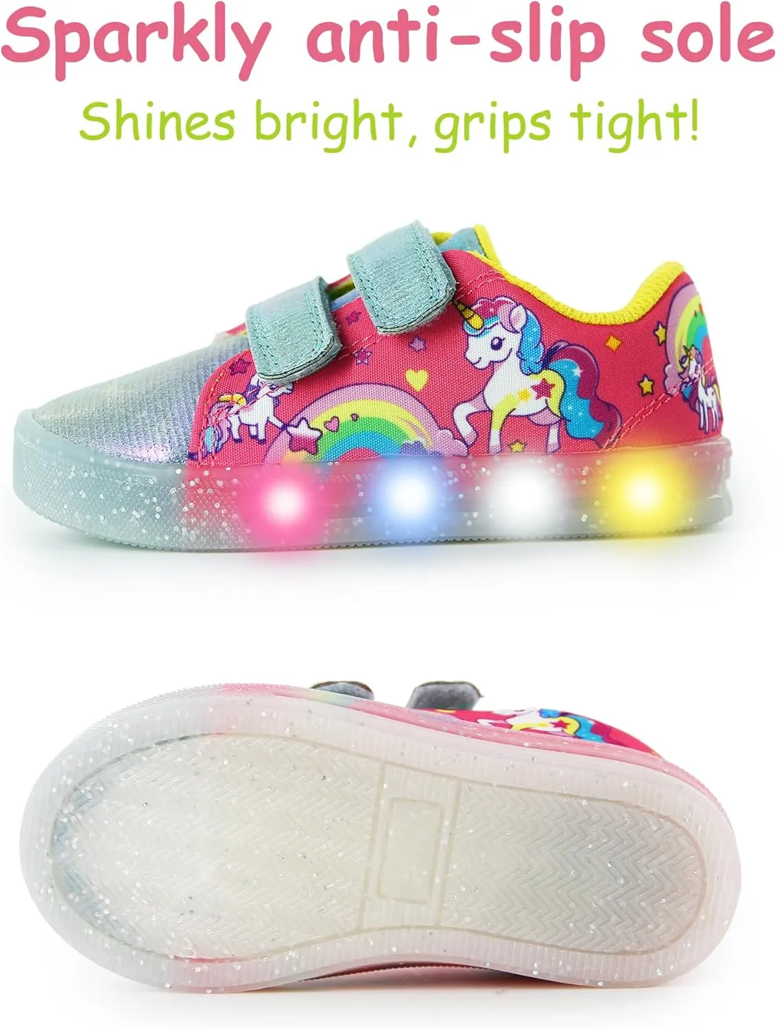 YESKIS Boys Girls Light Up Sneakers LED Flashing Vivaki Cartoon Barefoot Canvas Walking Tennis Shoes for Toddler Little Kid