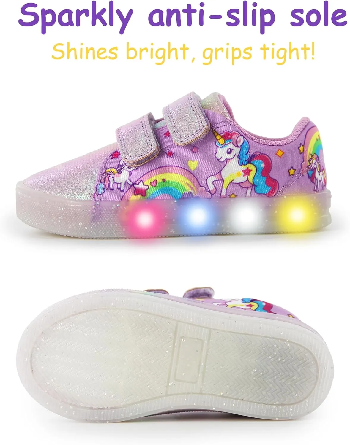 YESKIS Boys Girls Light Up Sneakers LED Flashing Vivaki Cartoon Barefoot Canvas Walking Tennis Shoes for Toddler Little Kid
