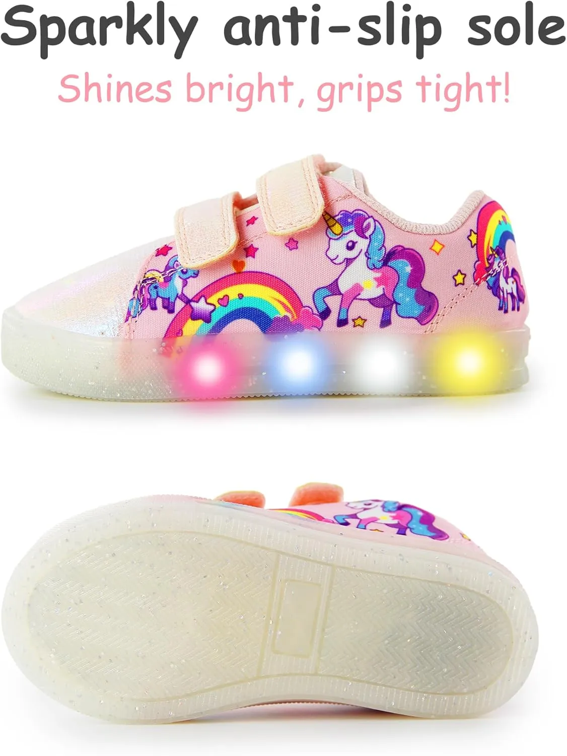 YESKIS Boys Girls Light Up Sneakers LED Flashing Vivaki Cartoon Barefoot Canvas Walking Tennis Shoes for Toddler Little Kid
