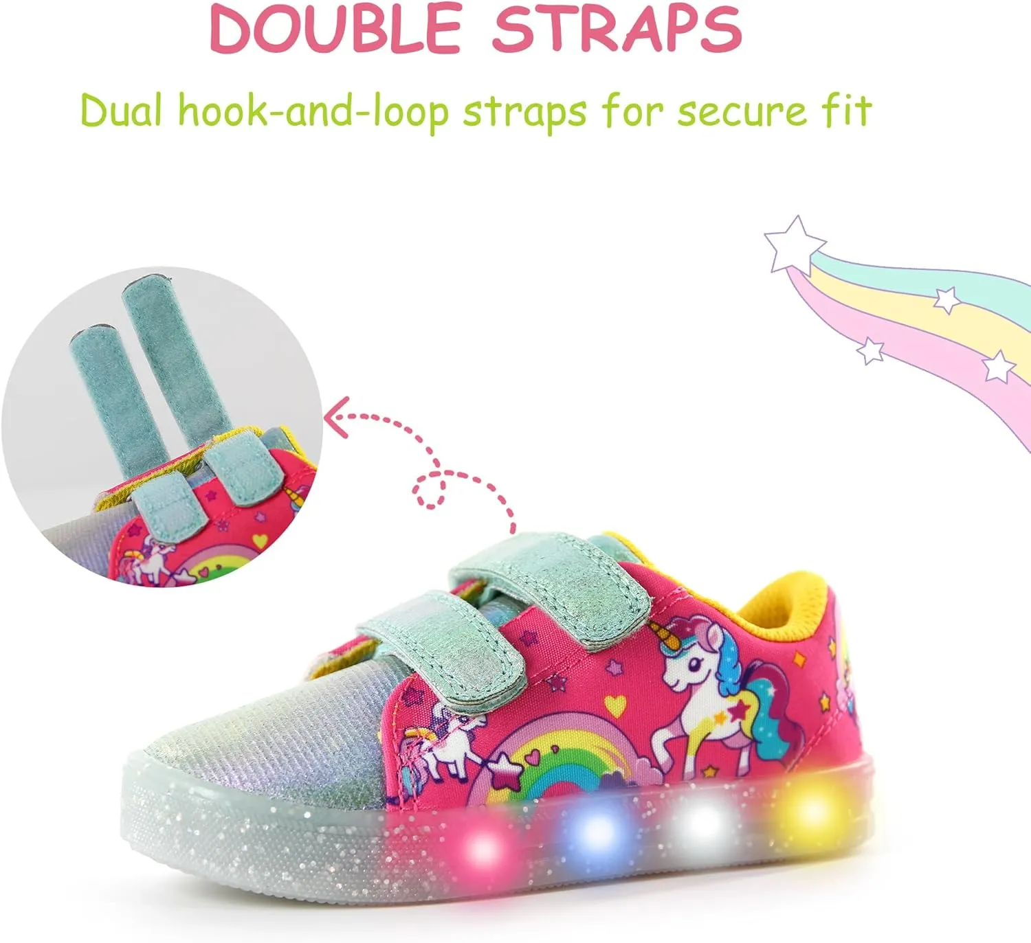 YESKIS Boys Girls Light Up Sneakers LED Flashing Vivaki Cartoon Barefoot Canvas Walking Tennis Shoes for Toddler Little Kid