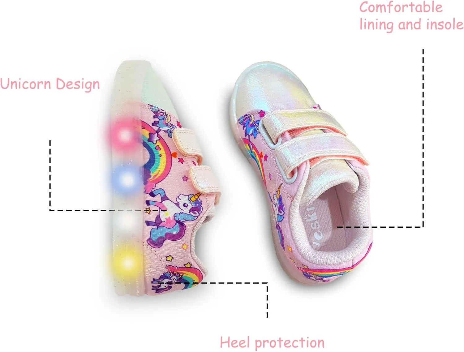 YESKIS Boys Girls Light Up Sneakers LED Flashing Vivaki Cartoon Barefoot Canvas Walking Tennis Shoes for Toddler Little Kid