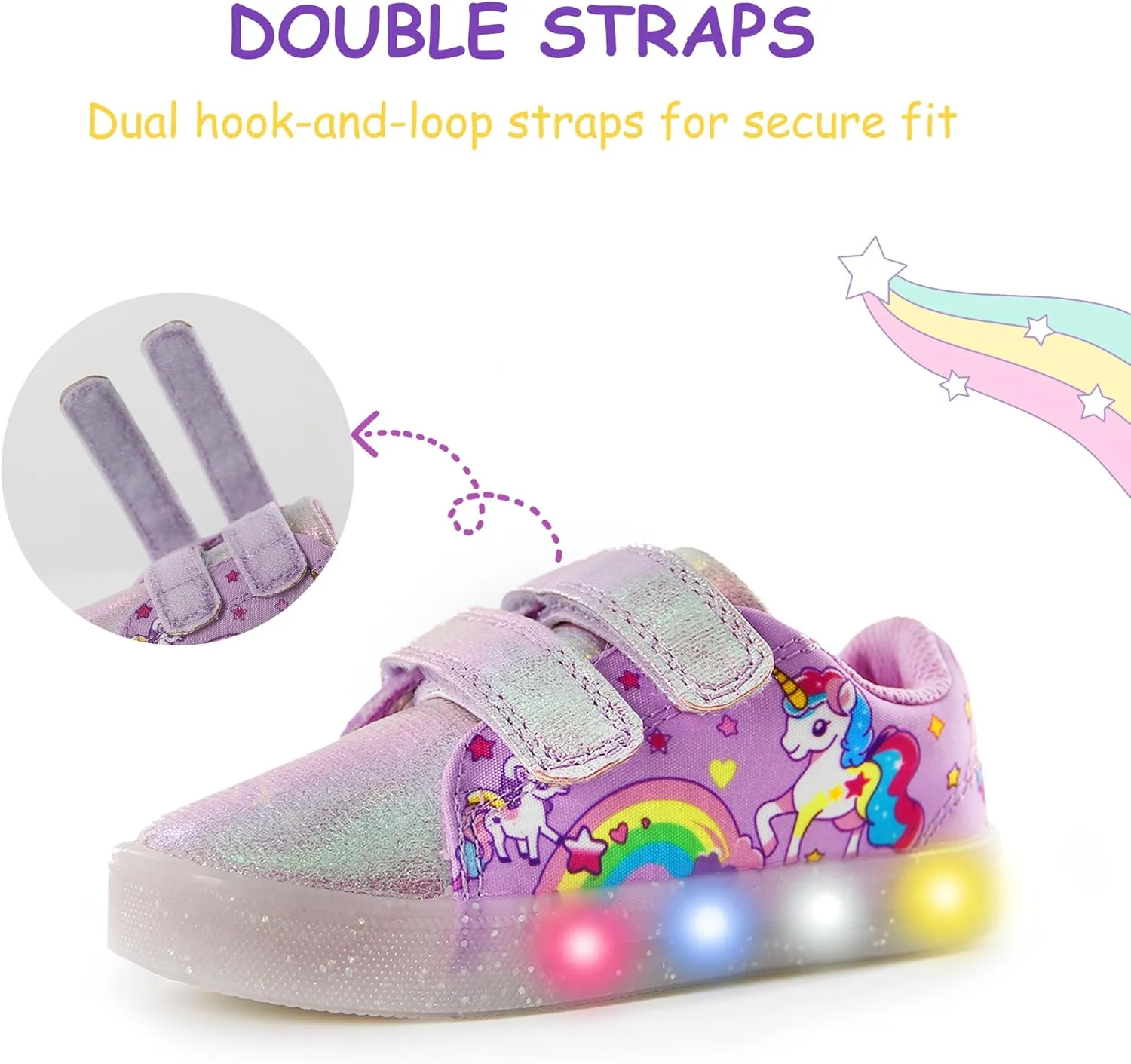 YESKIS Boys Girls Light Up Sneakers LED Flashing Vivaki Cartoon Barefoot Canvas Walking Tennis Shoes for Toddler Little Kid