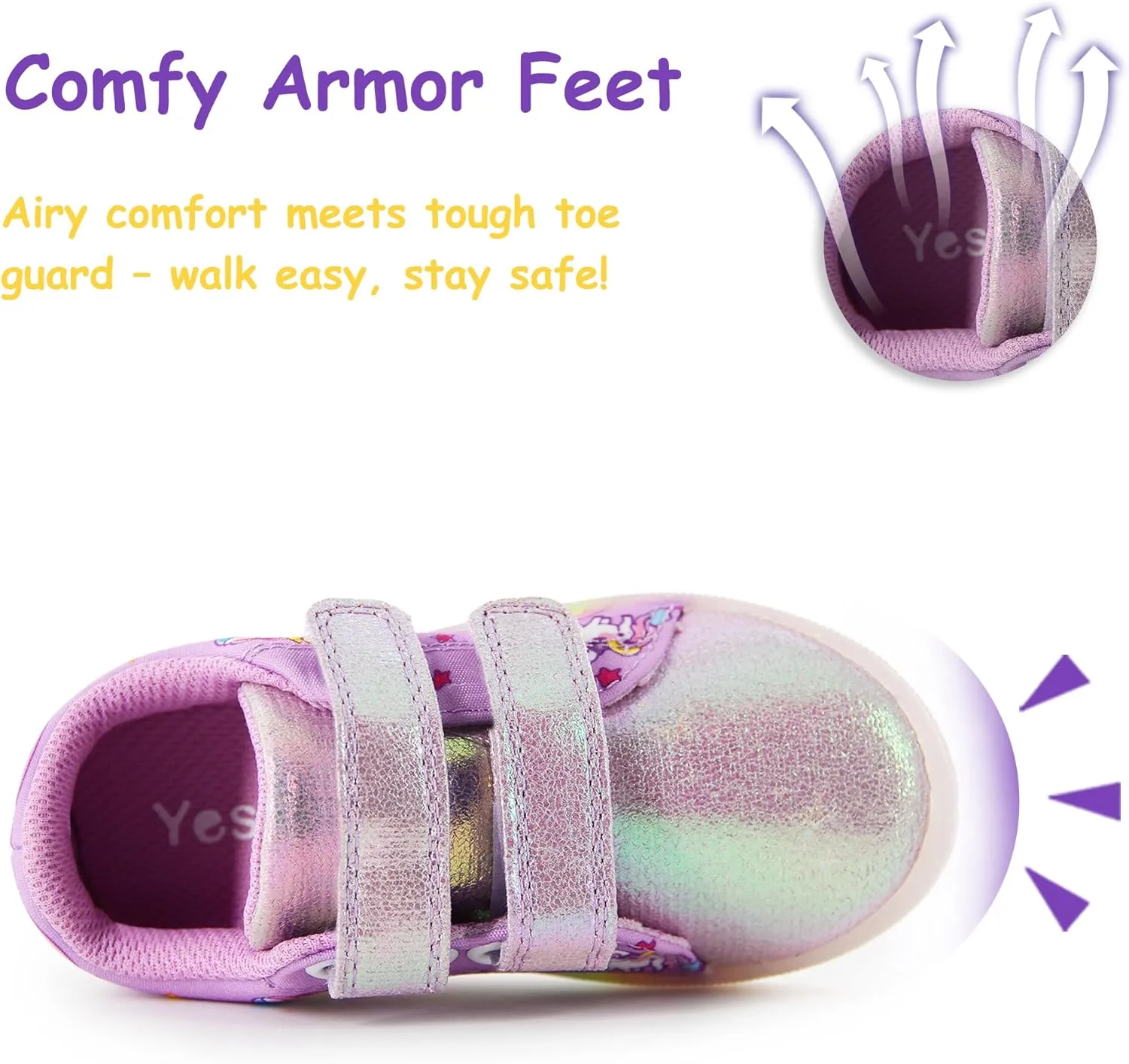 YESKIS Boys Girls Light Up Sneakers LED Flashing Vivaki Cartoon Barefoot Canvas Walking Tennis Shoes for Toddler Little Kid