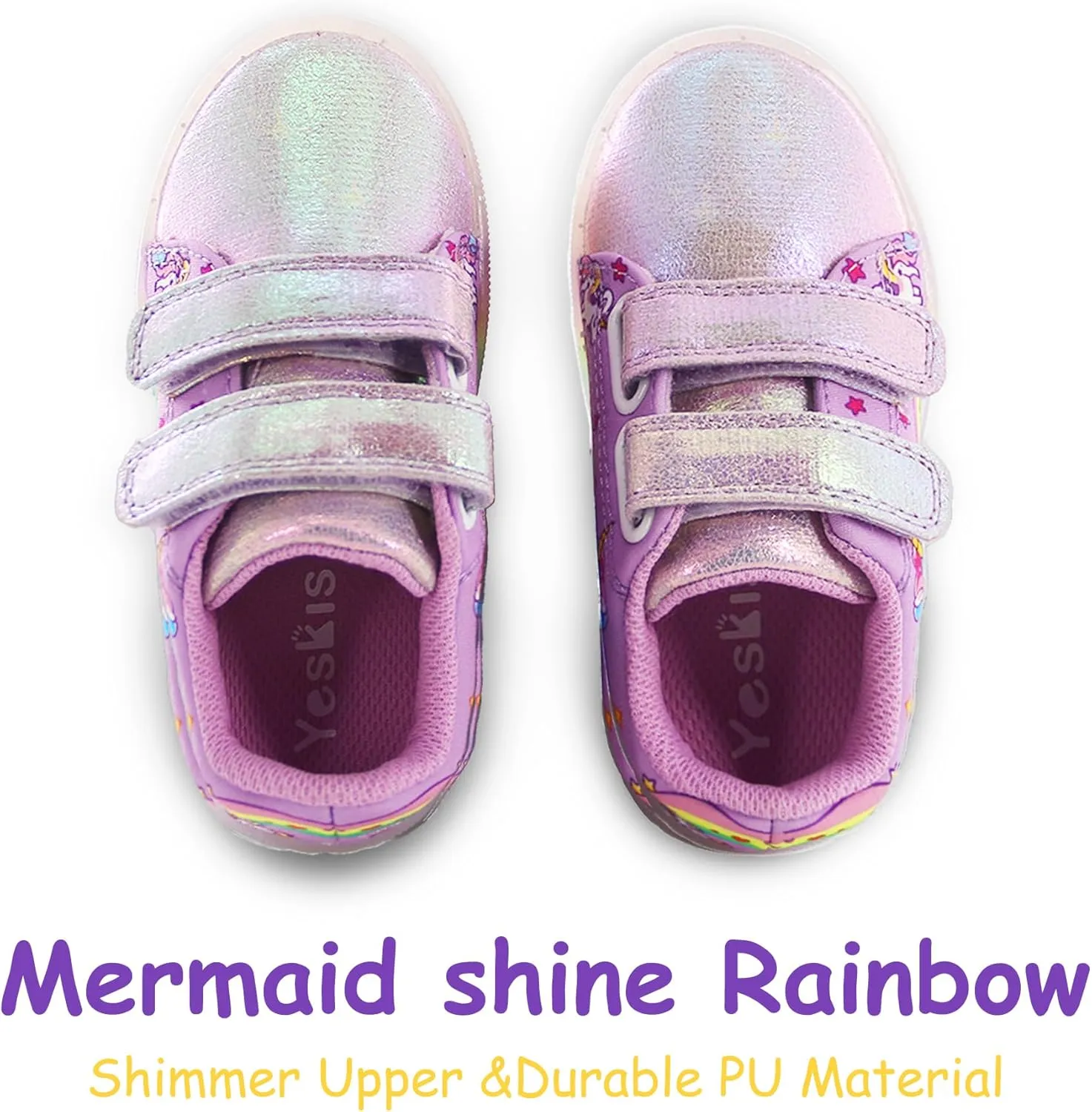 YESKIS Boys Girls Light Up Sneakers LED Flashing Vivaki Cartoon Barefoot Canvas Walking Tennis Shoes for Toddler Little Kid