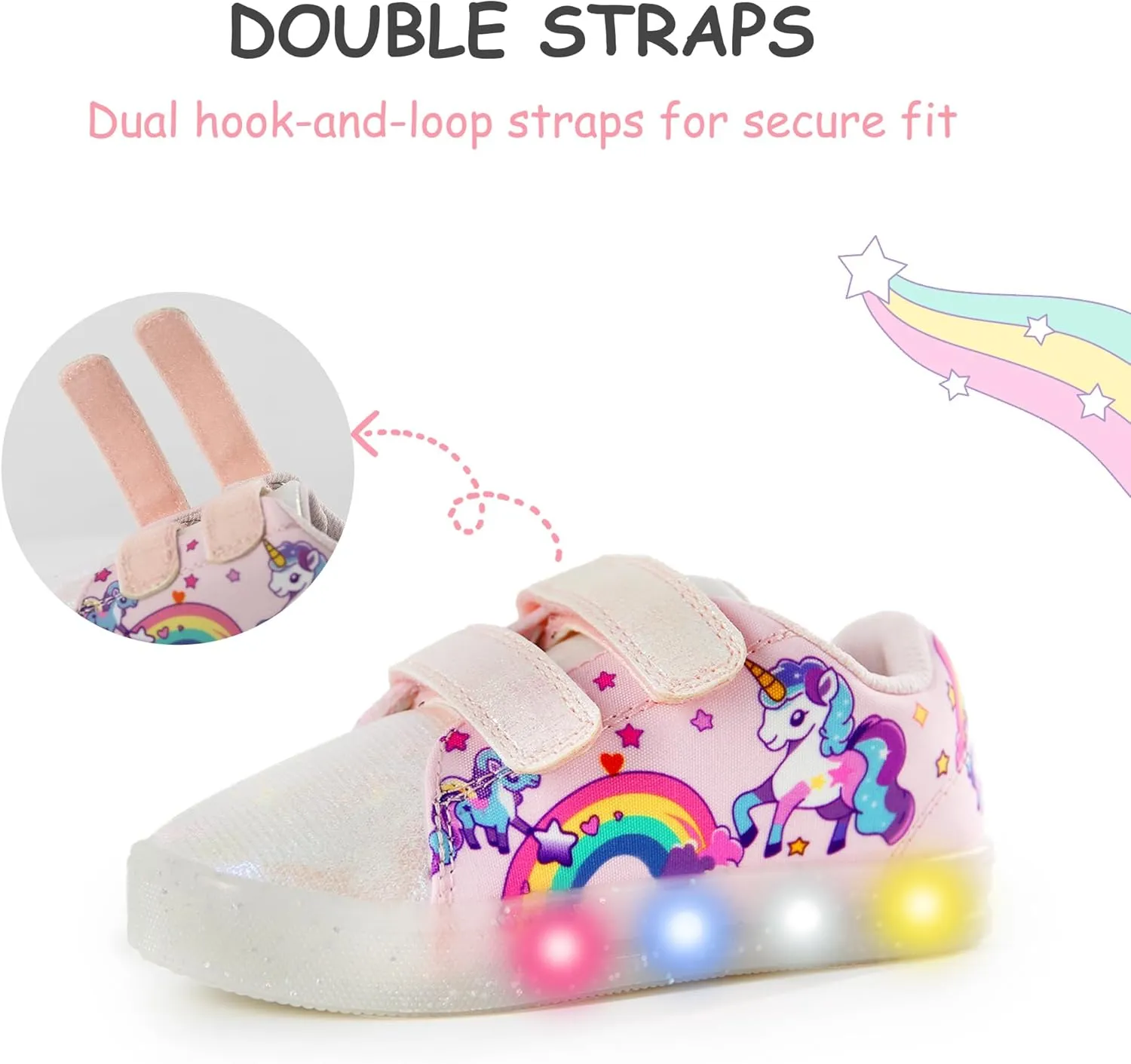 YESKIS Boys Girls Light Up Sneakers LED Flashing Vivaki Cartoon Barefoot Canvas Walking Tennis Shoes for Toddler Little Kid