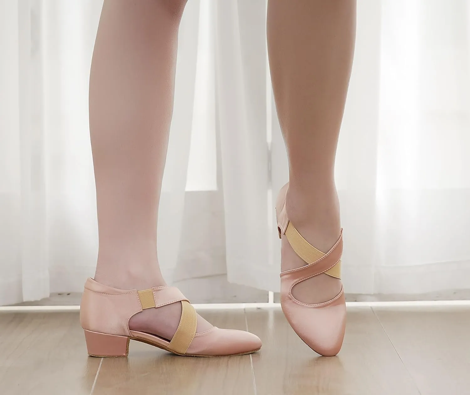 Yokala Ballroom Dance Shoes Women Closed Toe Low Heel Latin Salsa Swing Social Practice Dancing Sandals 1.5" Heel S05