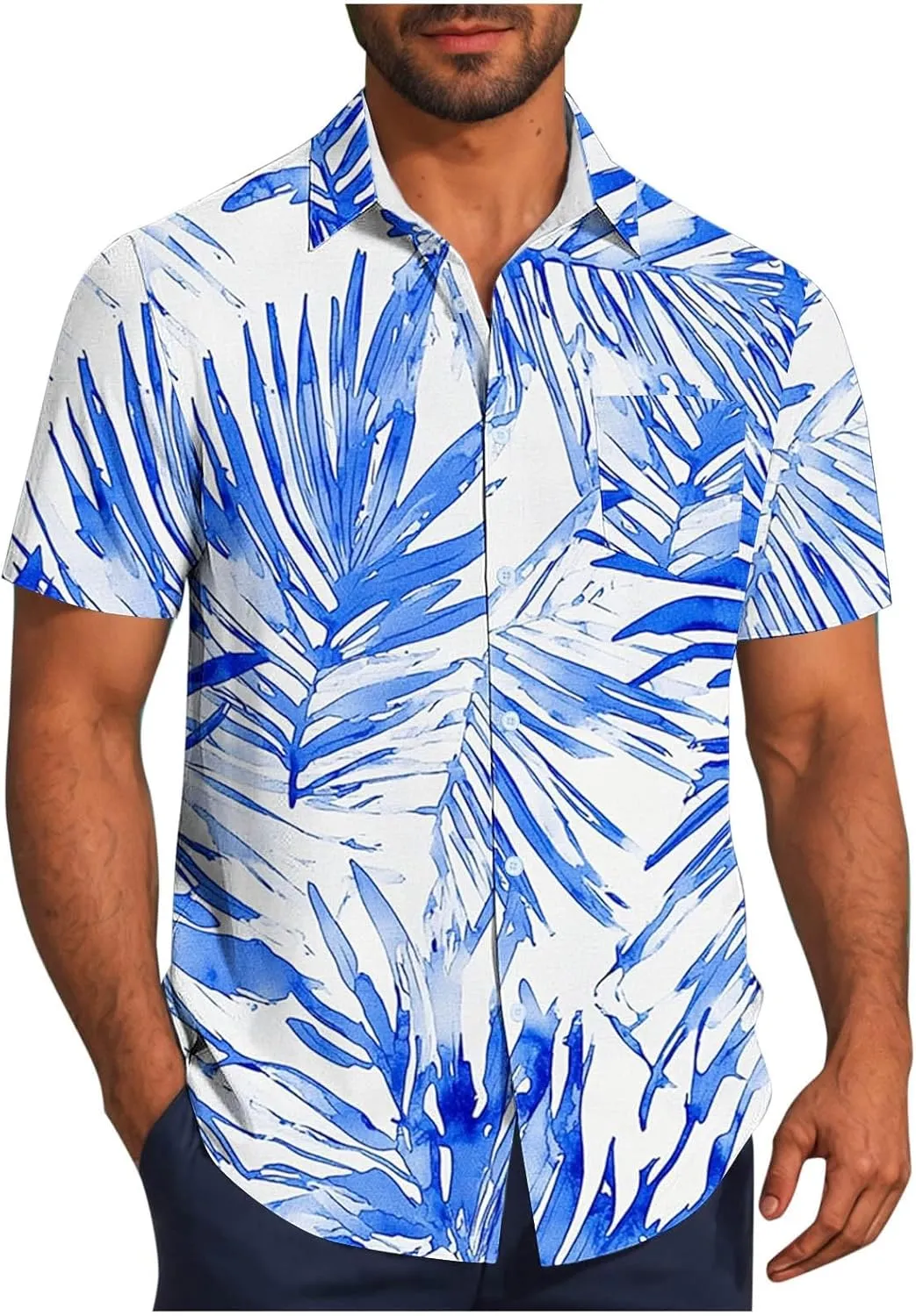 Zeiyignr Hawaiian Shirt for Men with Pocket - Short Sleeve Button Down Wrinkle-Resistant for Beach, Pool Parties, Vacation