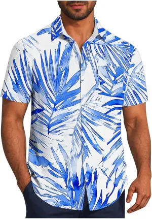 Zeiyignr Hawaiian Shirt for Men with Pocket - Short Sleeve Button Down Wrinkle-Resistant for Beach, Pool Parties, Vacation