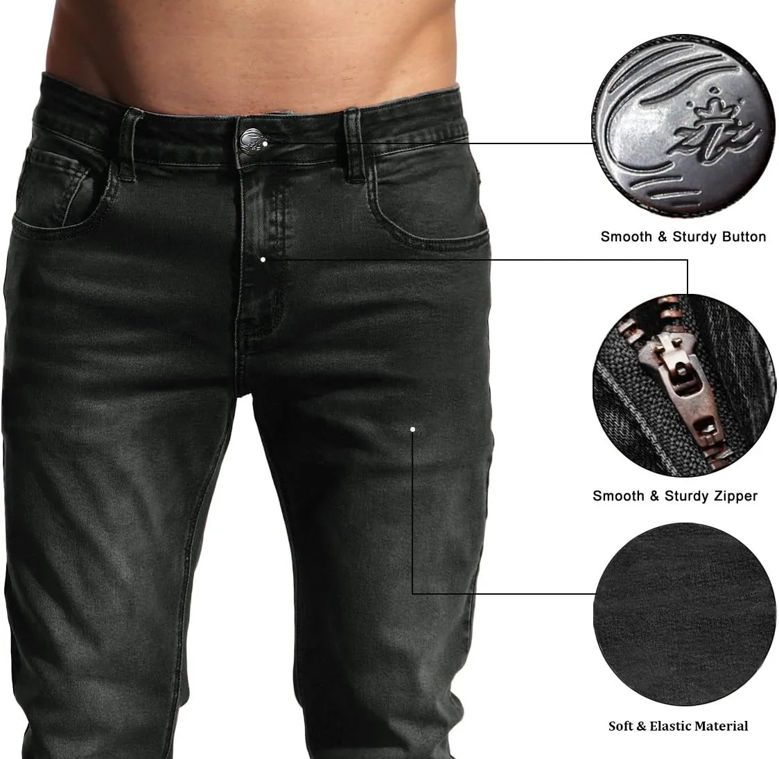 ZLZ Jeans Pants Slim Fit, Younger-Looking Fashionable Colorful Comfy Stretch Jeans Pants for Men, Skinny Jeans Stretch Fit ??